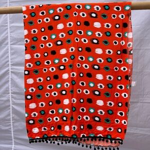 Sarong/Coverup/Canga - Spots w/Black Poms
